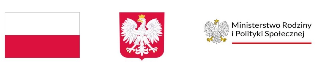 Flaga Polski, Godło Polski, Logo Ministerstwa Rodziny i Polityki Społecznej